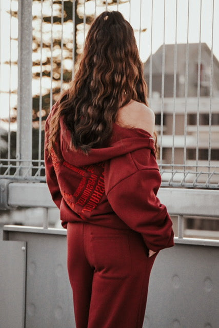 Burgundy Dream Tracksuit zip up Hoodie